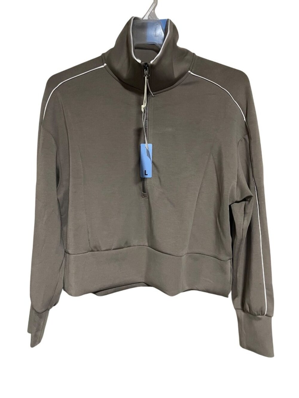 Members Mark Womens Sandwash Half Zip Pullover Size L Grey Soft